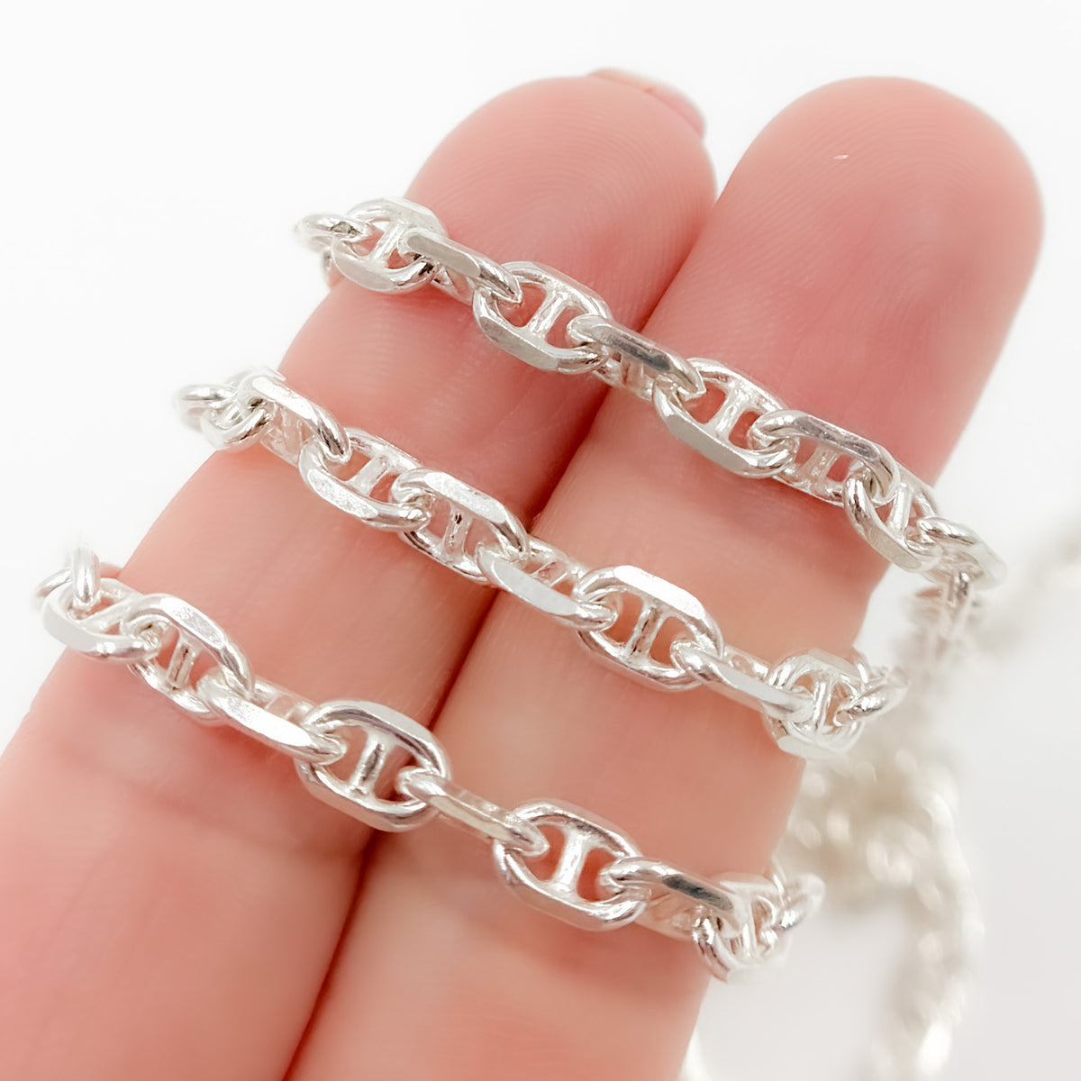 Sterling Silver Diamond Cut Marina Chain
