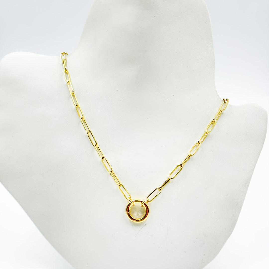 TRE008. 14K Yellow Gold Hollow Flat Paperclip Chain