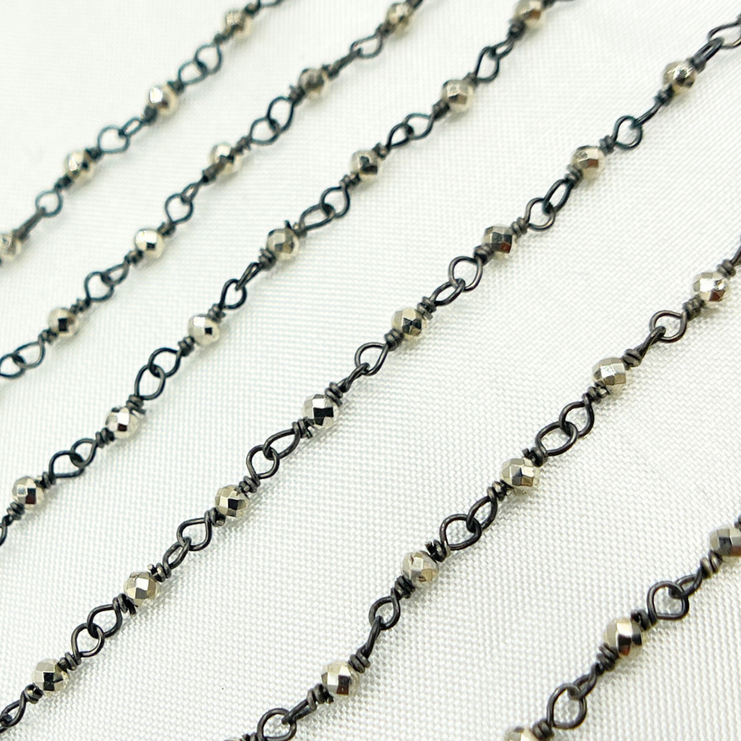 Pyrite Wire Wrapped Beads Chain. SPY3