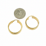 Load image into Gallery viewer, GER158. 14K Solid Gold Hollow Flat Hoop with Roman Number
