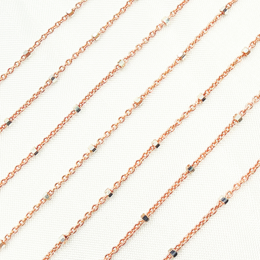 Rose Gold Plated 925 Sterling Silver Satellite Cube Chain
