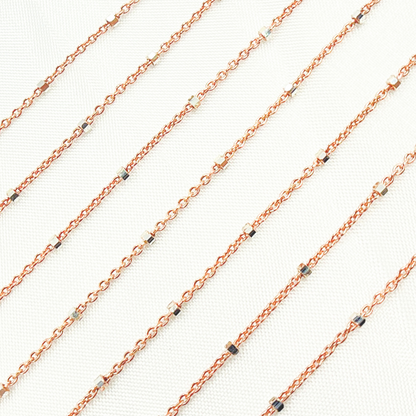 Rose Gold Plated 925 Sterling Silver Satellite Cube Chain