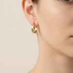 Load image into Gallery viewer, 15850015641. 14K Solid Gold Ribbed Round Hollow Hoop Earrings