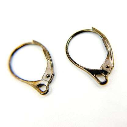 Black Rhodium Sterling Silver Plain Lever Back Ear Wire