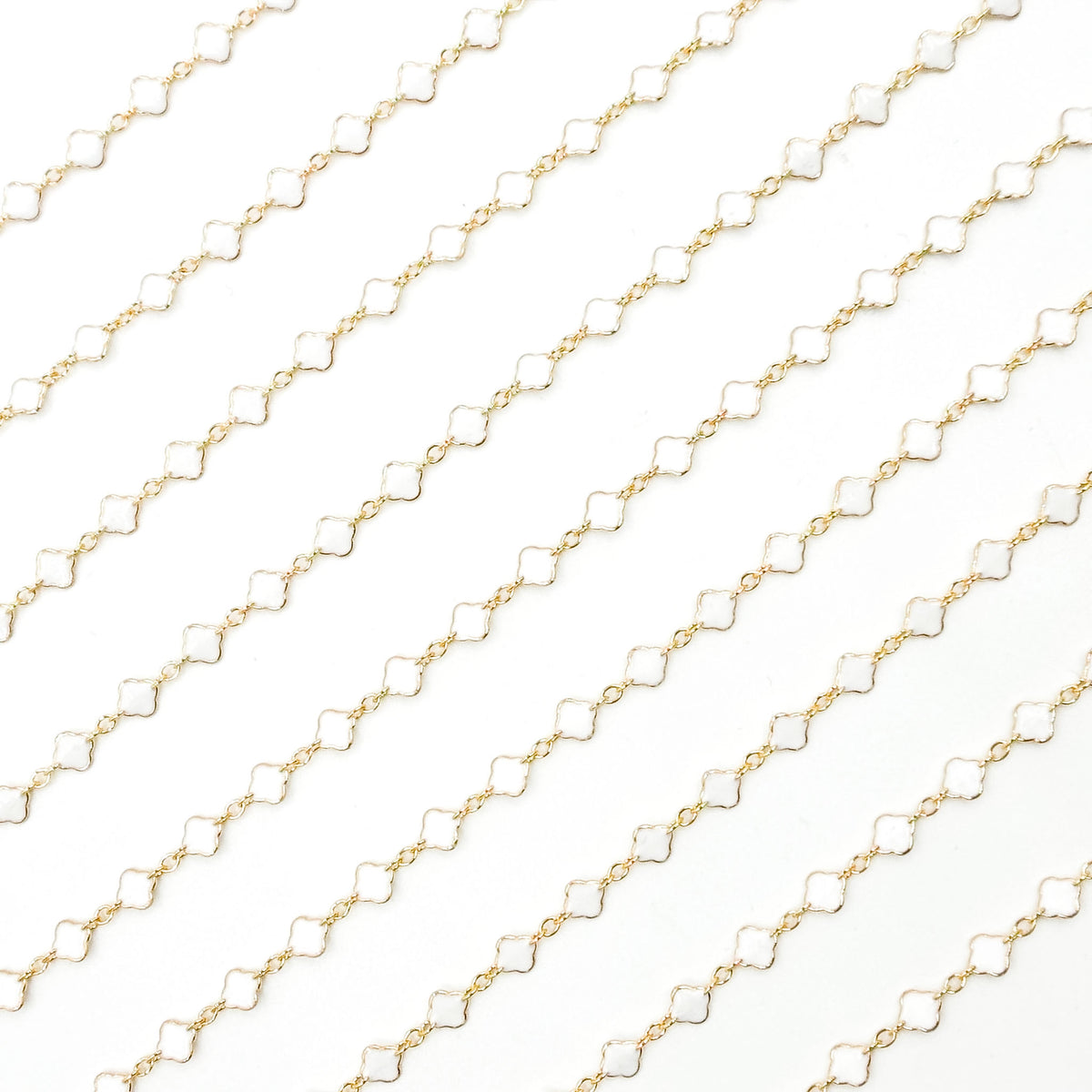 V315ENGF. 14K Gold Filled Enamel Clover Link Chains