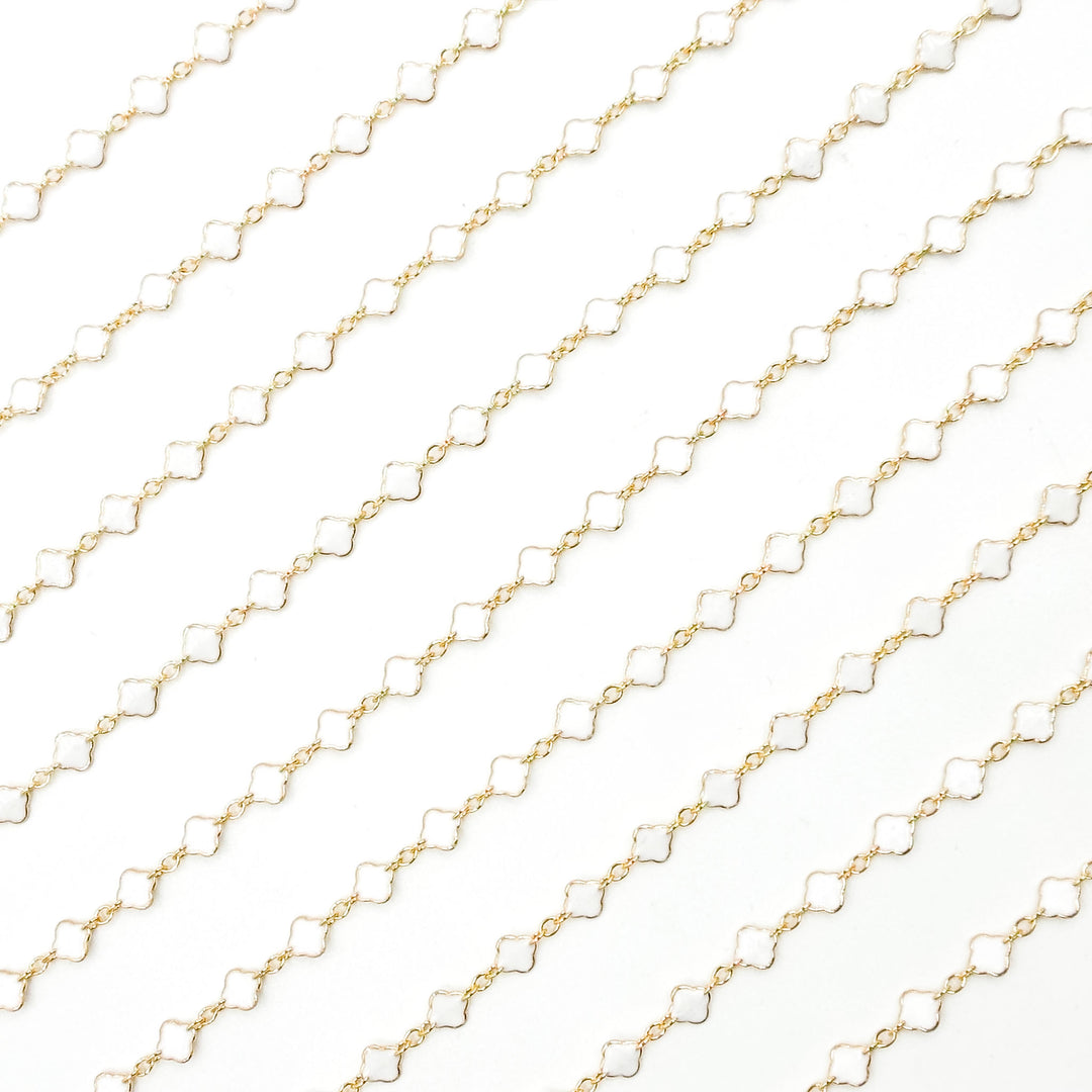 V315ENGF. 14K Gold Filled Enamel Clover Link Chains