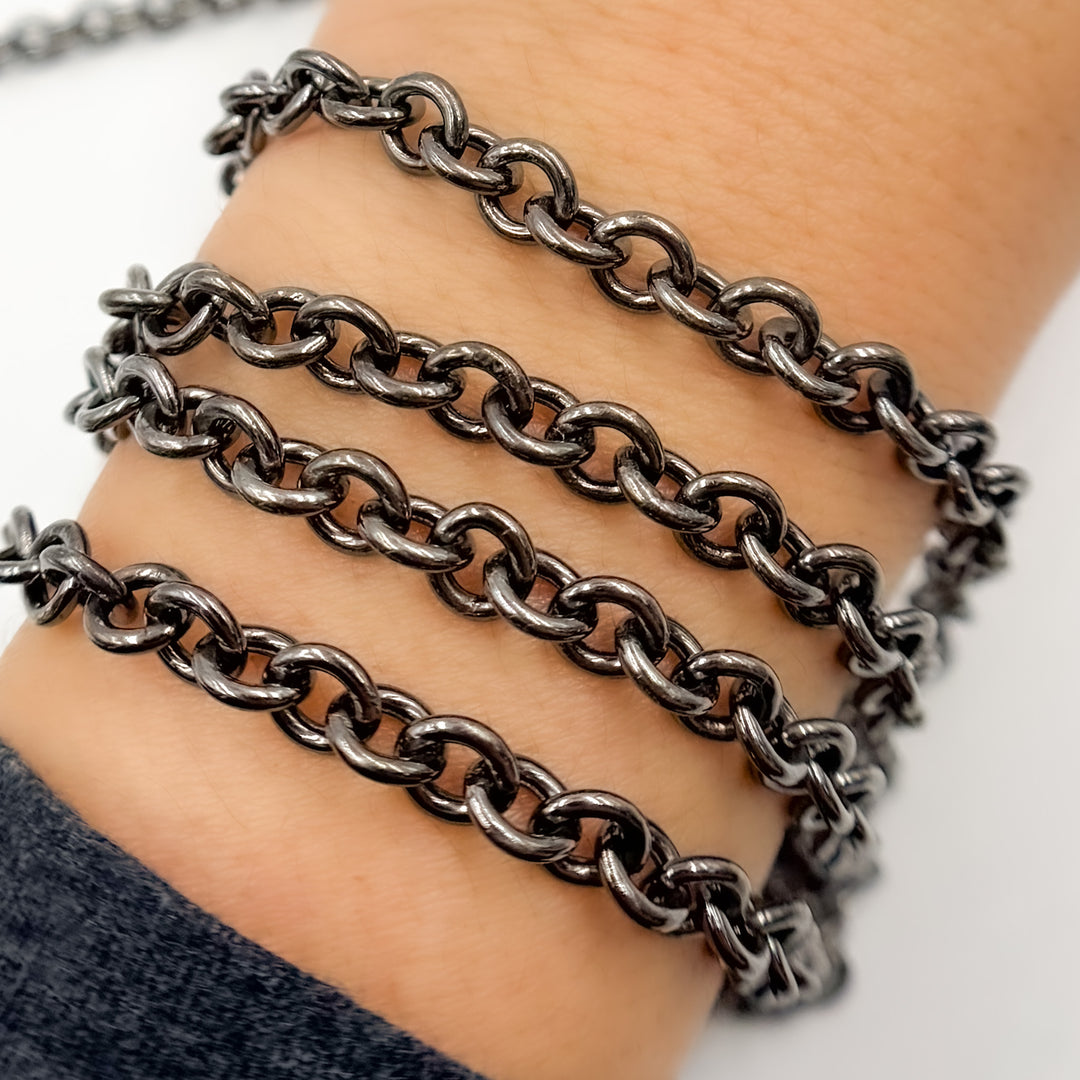Black Rhodium Sterling Silver Cable Chain