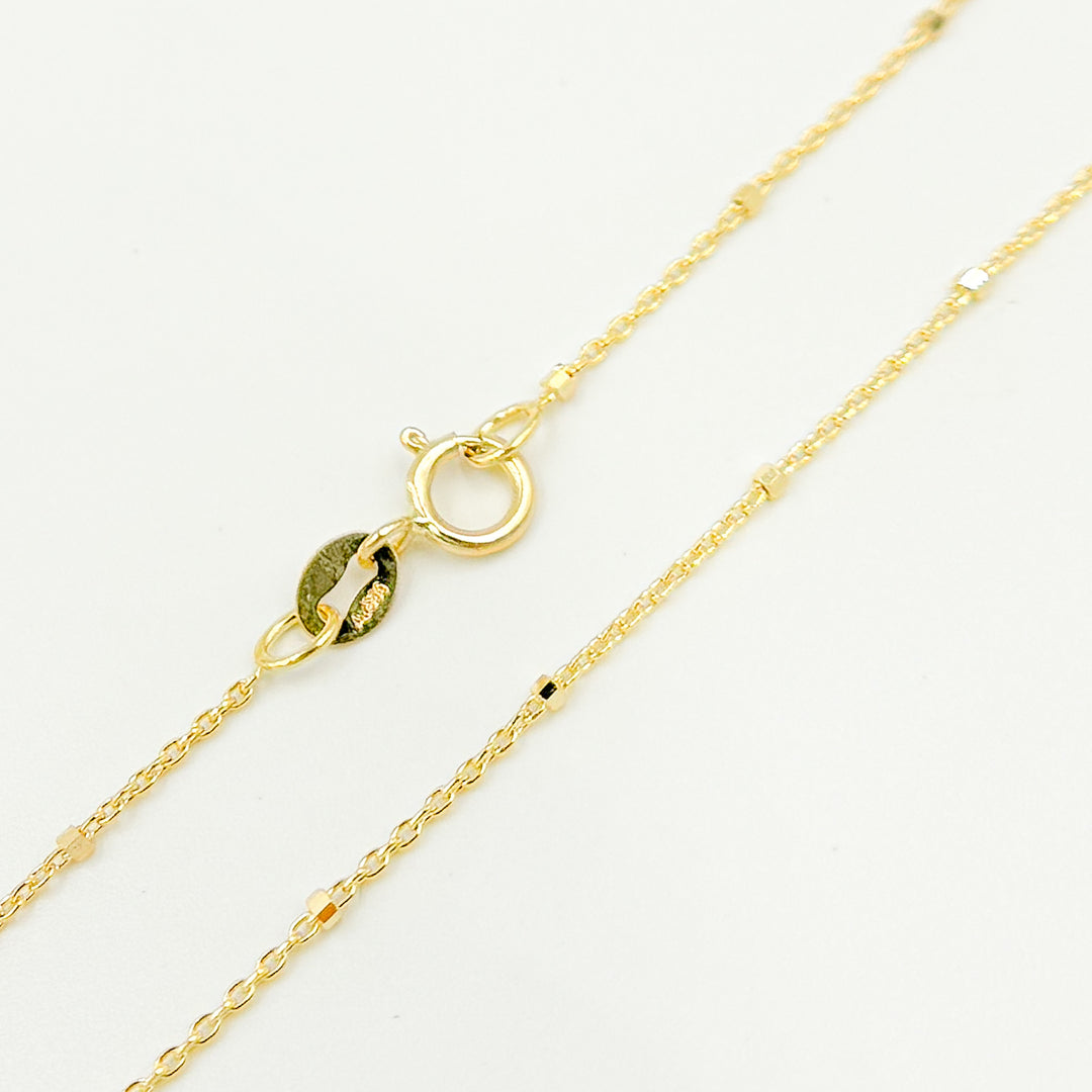 027R02S3TP0L8L. 14K Solid Yellow Gold Cube Satellite Necklace