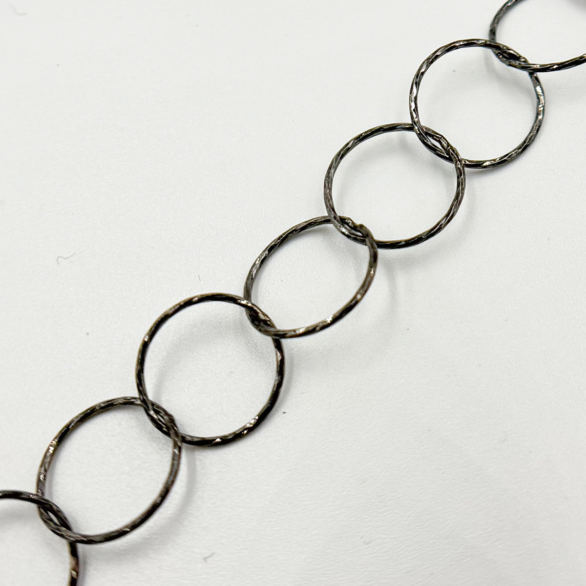 Black Rhodium Sterling Silver Diamond Cut Round Link Chain