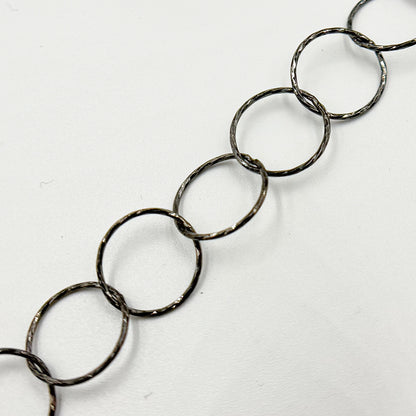 Black Rhodium Sterling Silver Diamond Cut Round Link Chain