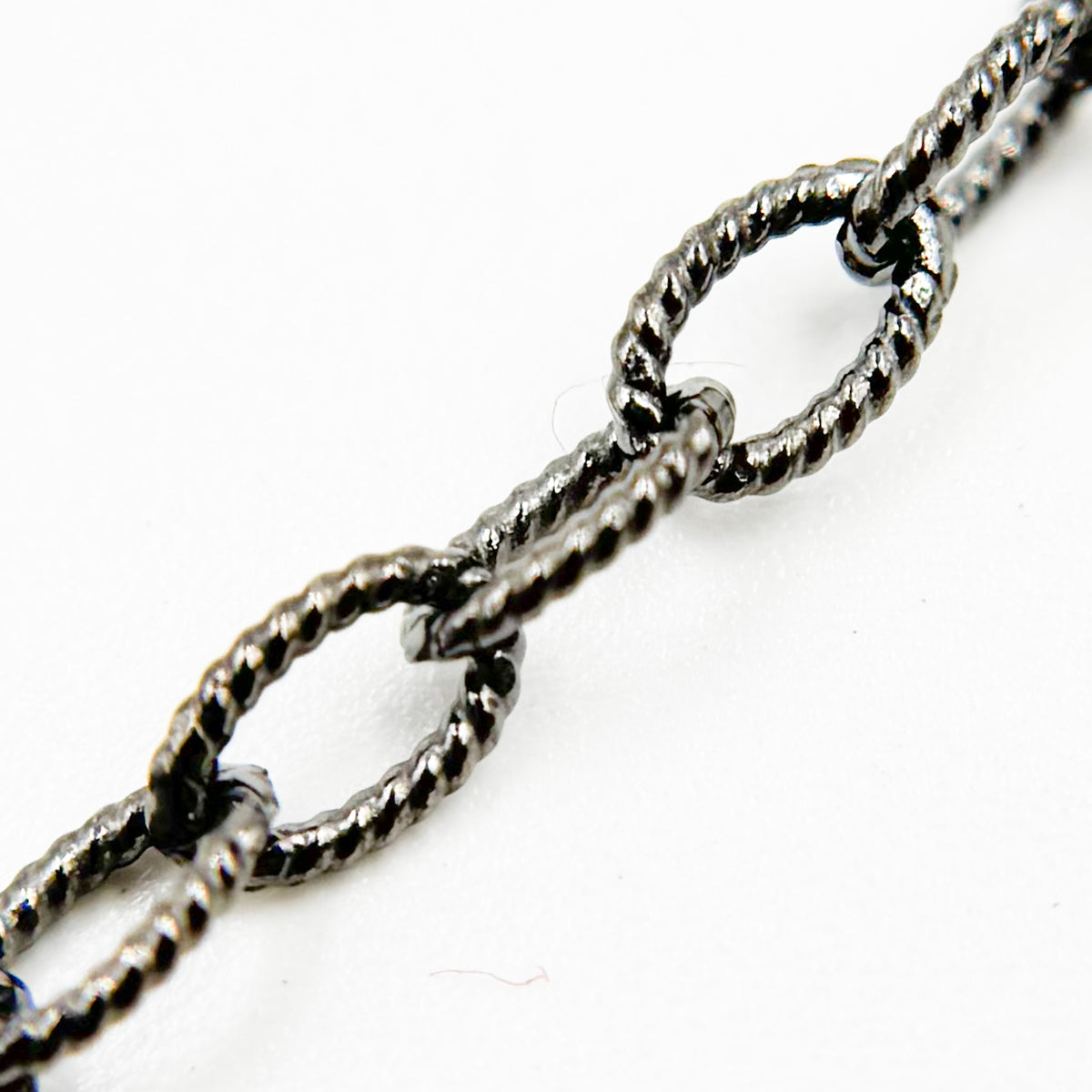 Black Rhodium Sterling Silver Twisted Oval Link Chain
