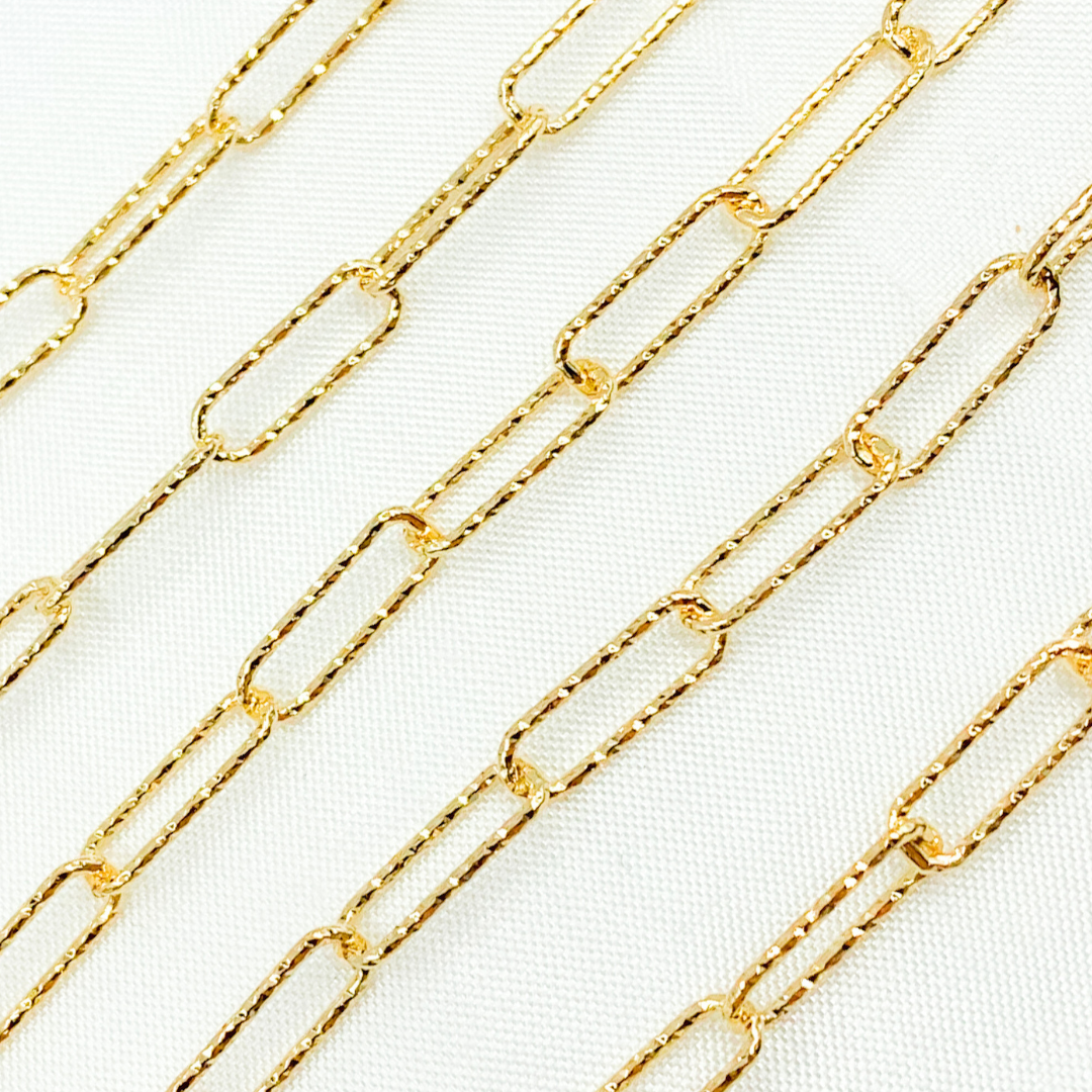 Gold Plated 925 Sterling Silver  Diamond Cut Paperclip Chain.