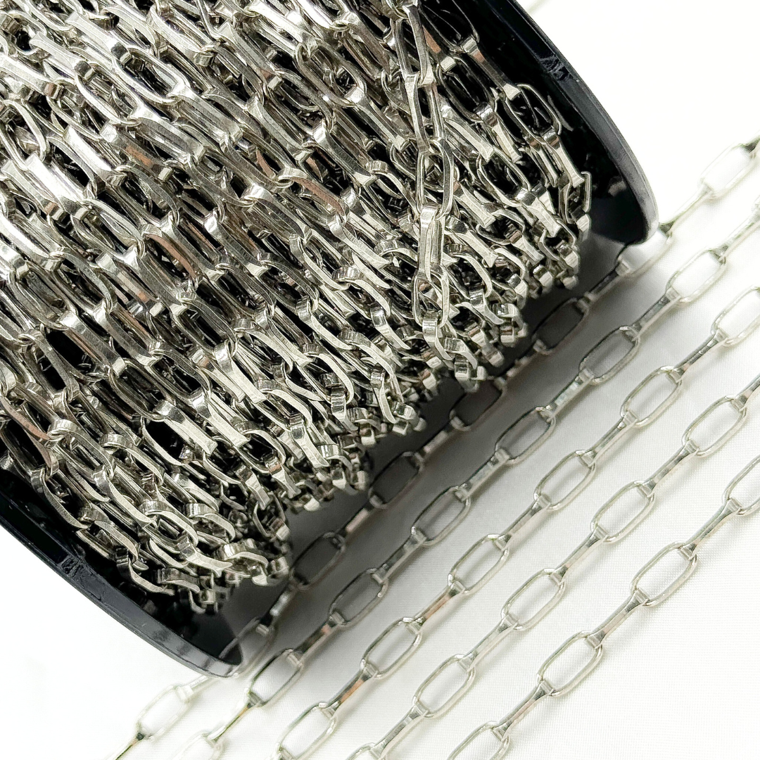Y55OX. Oxidized 925 Sterling Silver Diamond Cut Paperclip Chain