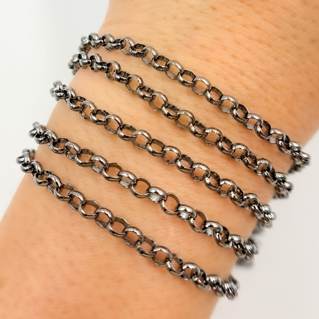 Sterling Silver Black Rhodium Rolo Chain