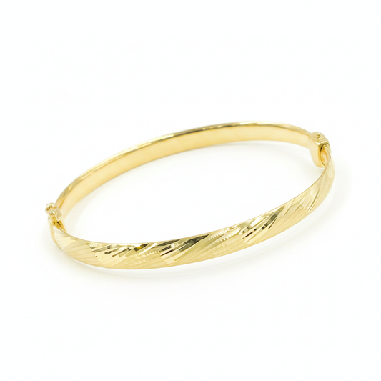 Bangle21. 14K Solid Gold Matte Textured Bangle