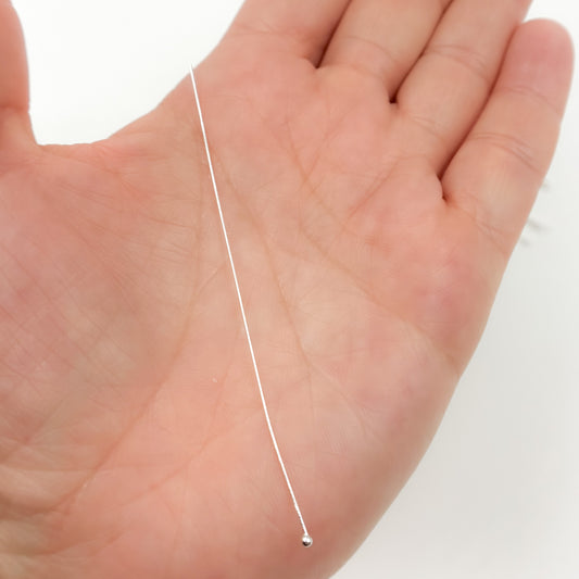 24 Gauge White Sterling Silver Ball 3 Inch Headpin