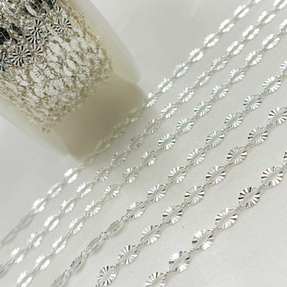 Sterling Silver Diamond Cut Marina Link Chain