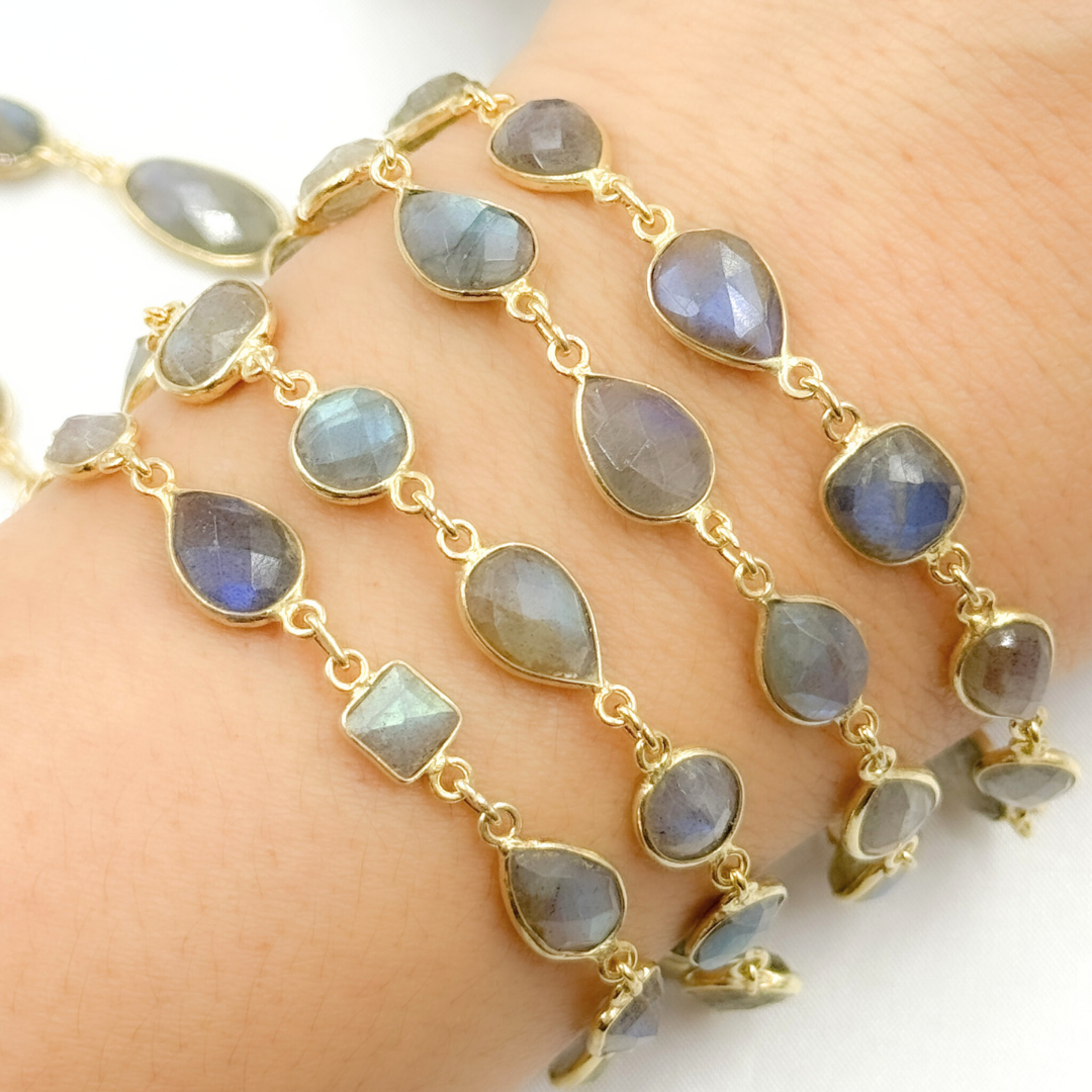 Labradorite Pear and Circle Shape Bezel Chain.