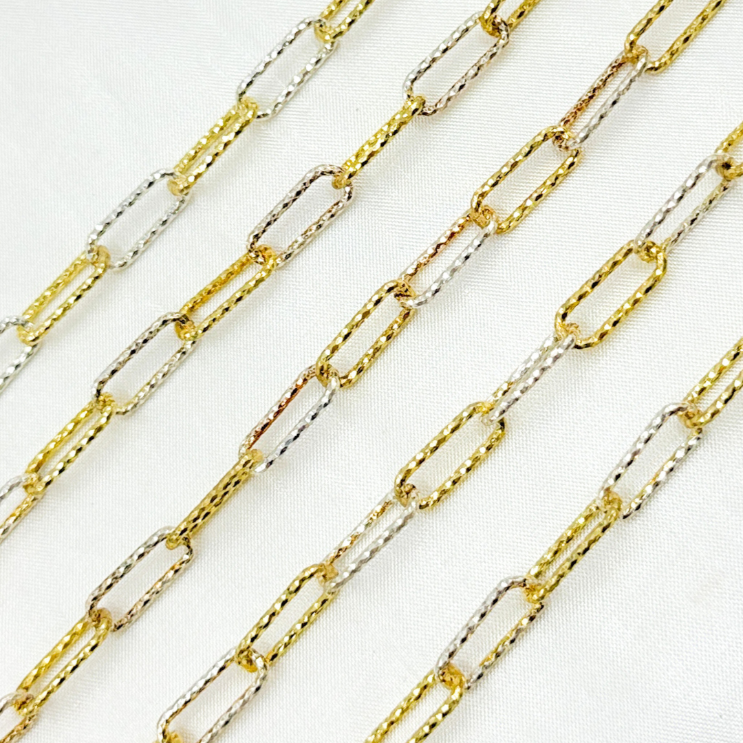 V9GS. Gold Plated and Sterling Silver Diamond Cut Paper Clip Chain