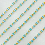 Load image into Gallery viewer, Gold Plated Enamel 925 Sterling Silver Turquoise Enamel Chain. V245TURGP
