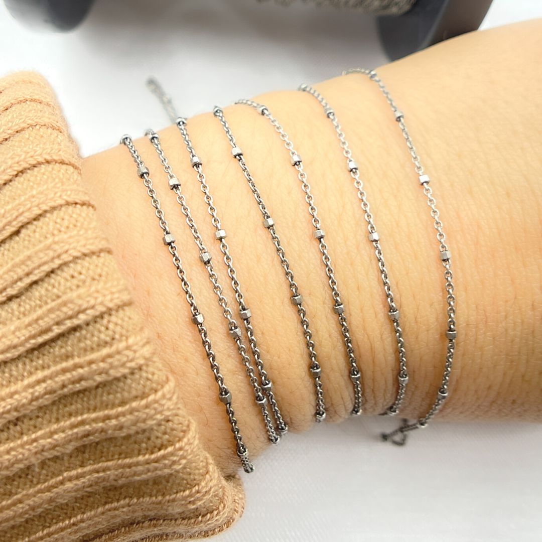 Oxidized Sterling Silver Satellite Chain