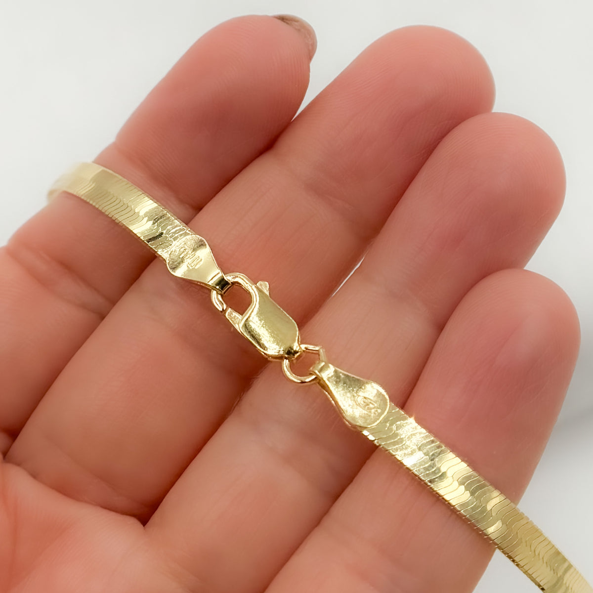 Gold Plated 4.3mm Herringbone Necklace