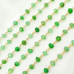 Load image into Gallery viewer, Chrysoprase Gemstone Faceted Rondels Wire Wrapped Chain. CHR9
