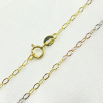 Load image into Gallery viewer, 030FVBF223H. 14k Solid Tri-Color Gold Diamond Cut Cable Link Chain
