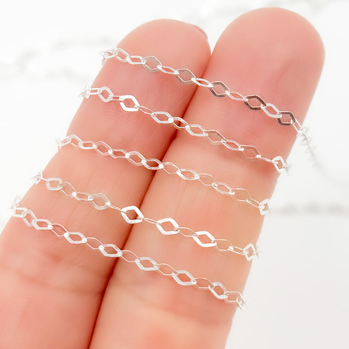 Sterling Silver Flat Rhomb Link Chain