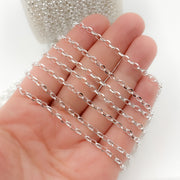 Sterling Silver Oval Diamond Cut Link Chain