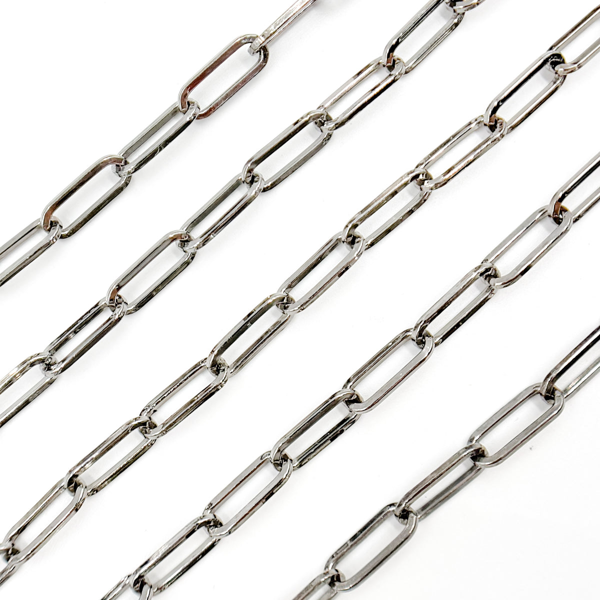 Sterling Silver Black Rhodium Shinny Flat  Paperclip Chain