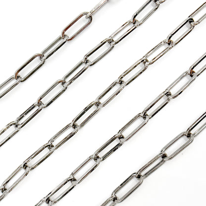 Sterling Silver Black Rhodium Shinny Flat  Paperclip Chain