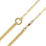 000HVH9604069. 14K Solid Gold Paperclip and Rolo Fancy Necklace