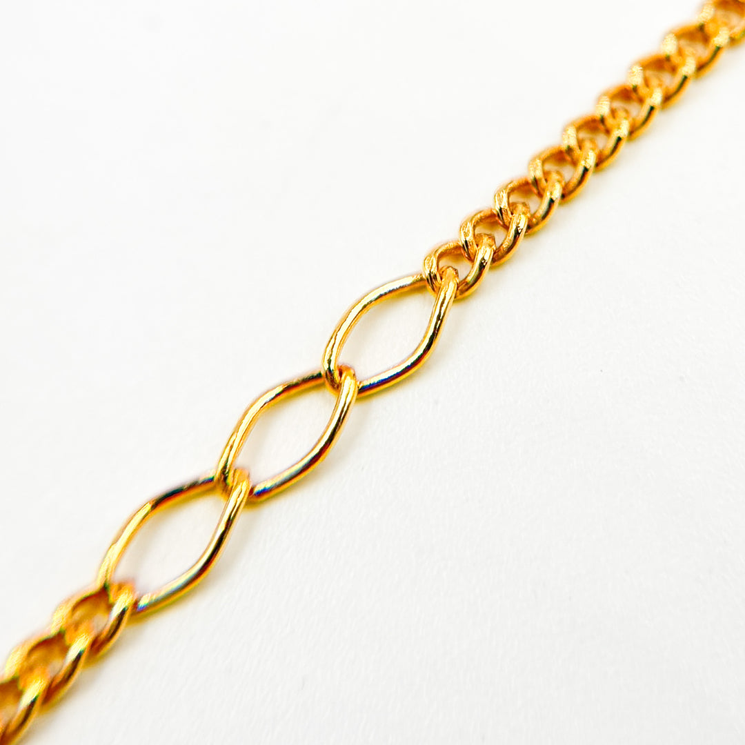 V240GF. 14k Gold Filled 3 Links Long and Curb Chain in Between