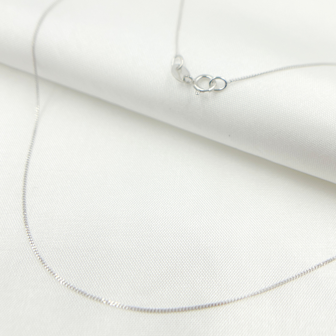 14k Solid White Gold Curb Chain