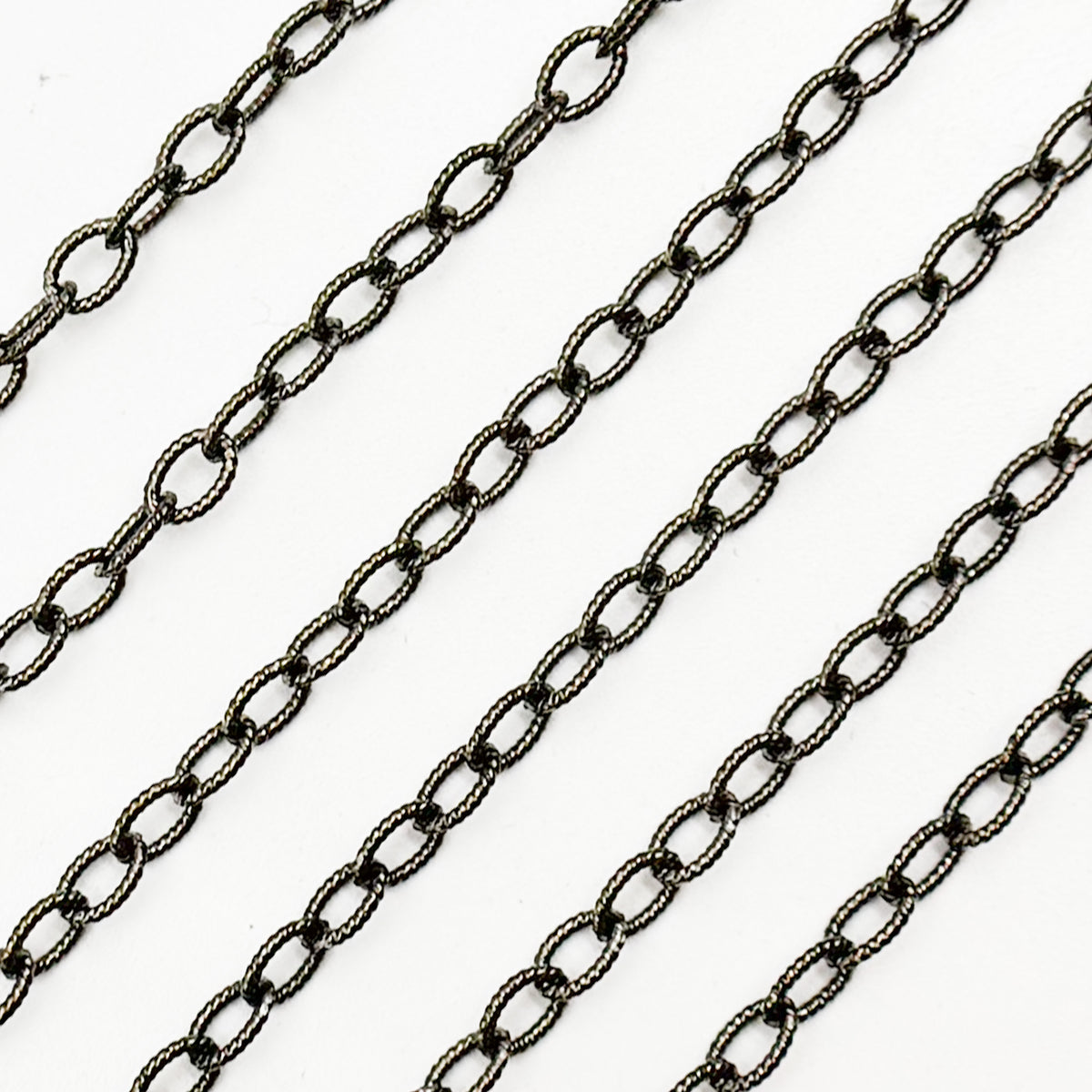 Black Rhodium Sterling Silver Twisted Oval Link Chain