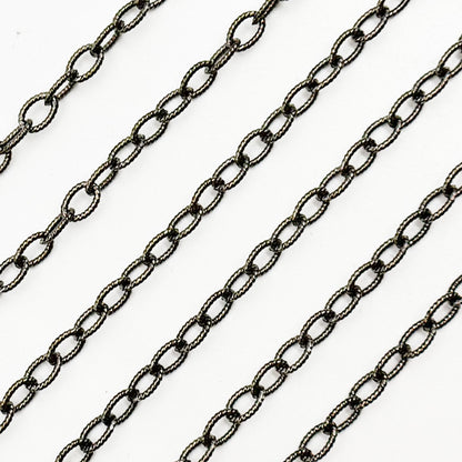 Black Rhodium Sterling Silver Twisted Oval Link Chain