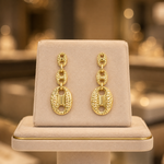 Load image into Gallery viewer, GER86. 14K Solid Gold Puffed Mariner Diamond Cut Link Earrings