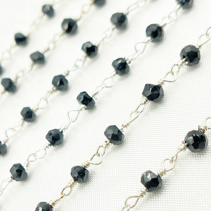 Black Spinel Sterling Silver Wire Chain