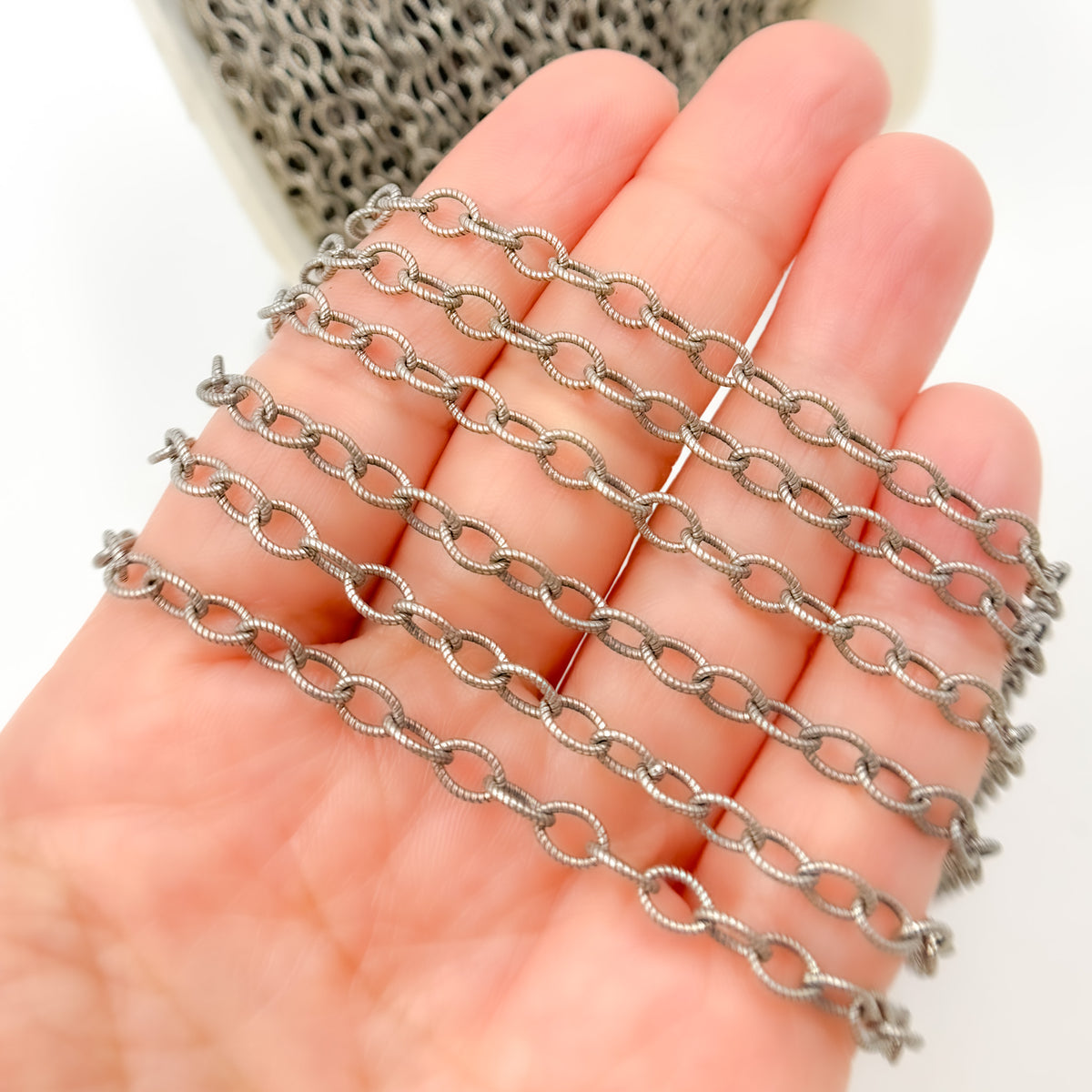 Oxidized Sterling Silver Twisted Oval Link Chain