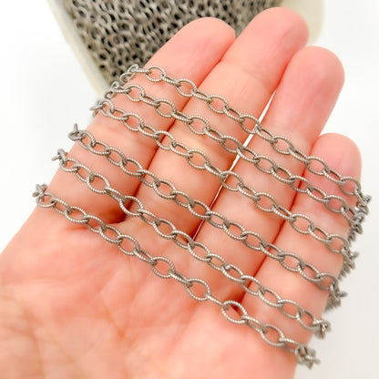 Oxidized Sterling Silver Twisted Oval Link Chain