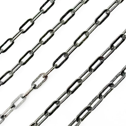 Black Rhodium Sterling Silver Matt Paperclip Chain