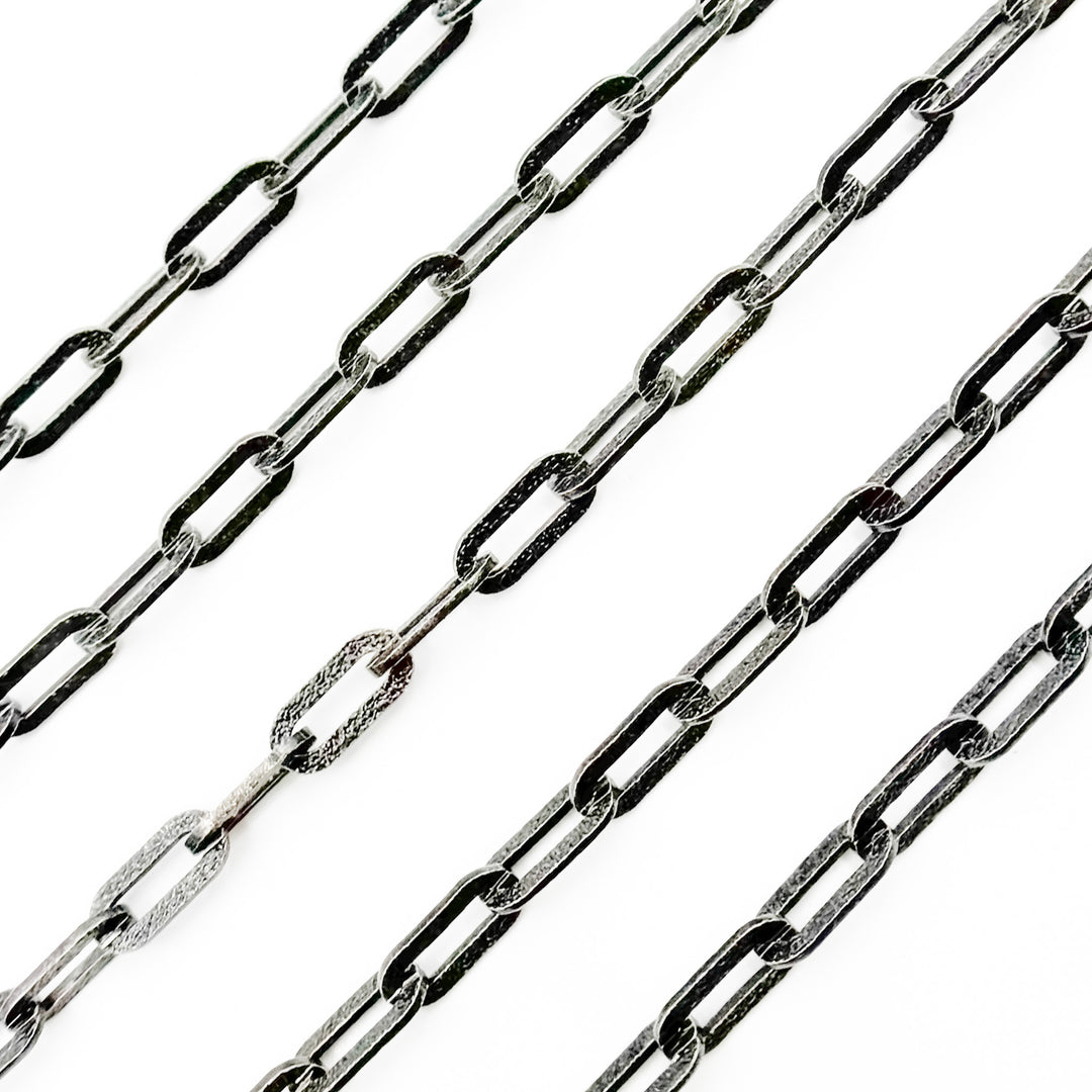 Black Rhodium Sterling Silver Matt Paperclip Chain