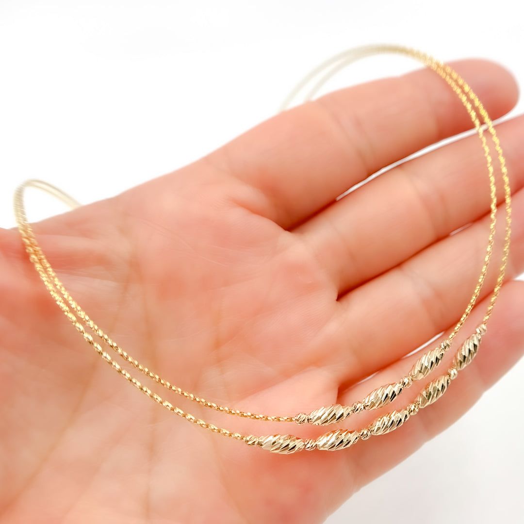 275/395. 14K Solid Gold Fancy Choker Necklace