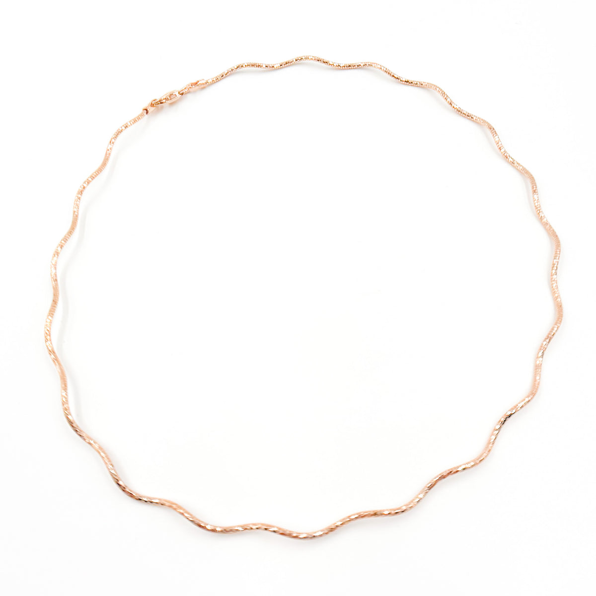 Sterling Silver Rose Gold Plated Snake Omega Necklace