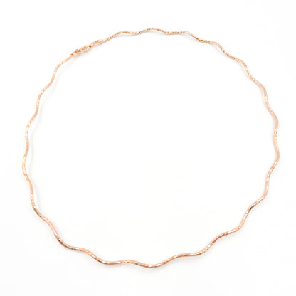 Sterling Silver Rose Gold Plated Snake Omega Necklace
