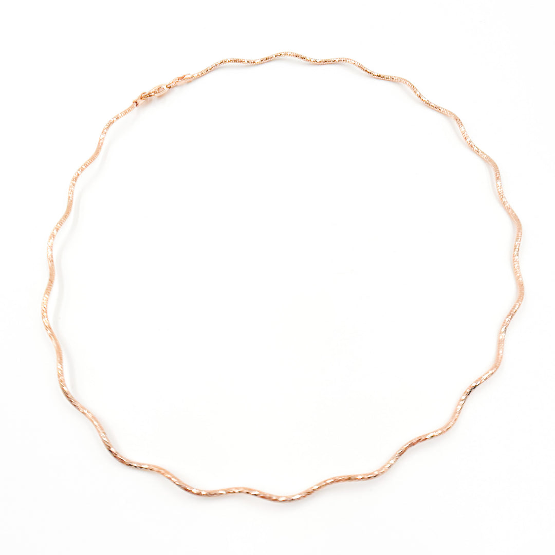 Sterling Silver Rose Gold Plated Snake Omega Necklace