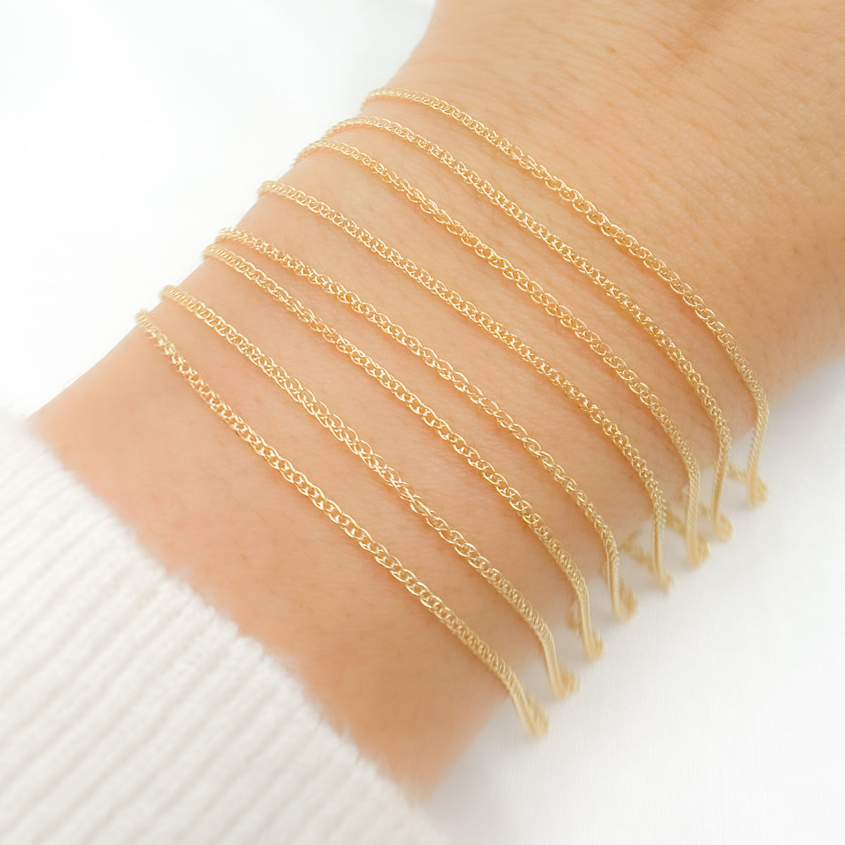 14K Solid Gold Wheat Chain
