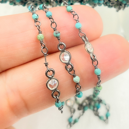 Chrysocolla and C.Z. Oxidized Wire Chain