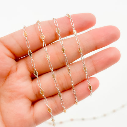 XM/901B/SP. 14K Sterling Silver and gold-filled fancy twisted oval link chain